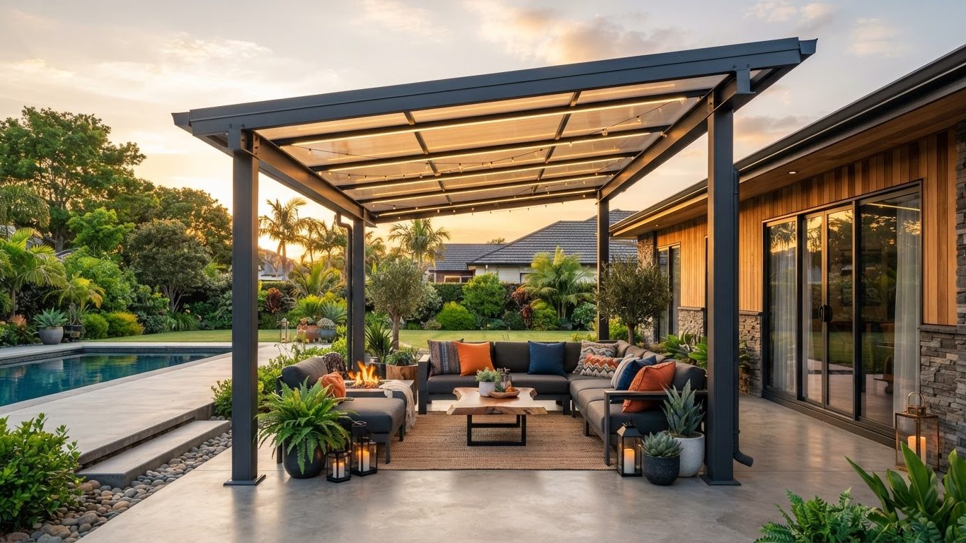 Pergola & Patio Concept 06 Pergolas & Patios futuristic concept visualisation modern. Images and Photos created by www.house-and-garden-designs.com