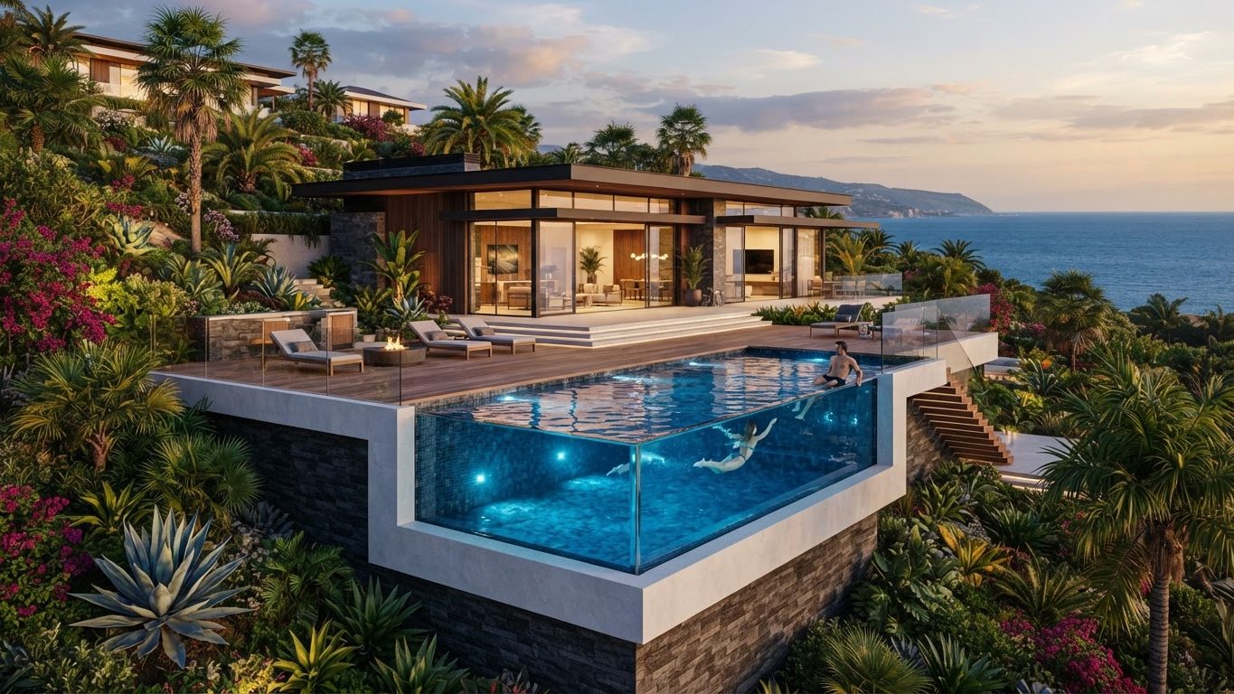 Modern Swimming Pool Concept 15 Swimming Pools futuristic concept visualisation modern home. Images and Photos created by www.house-and-garden-designs.com