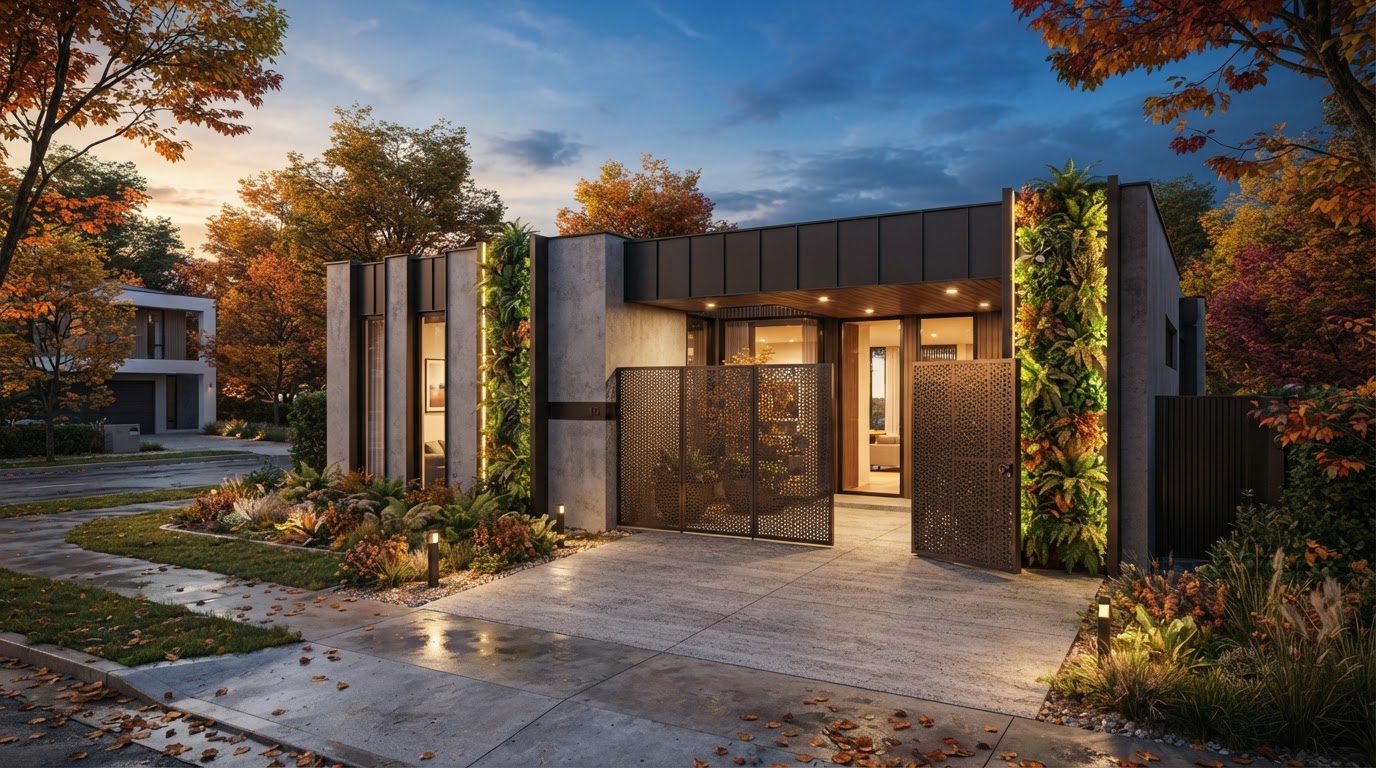 Futuristic Front Yard Concept 29 Front Yard futuristic concept visualisation modern home. Images and Photos created by www.house-and-garden-designs.com