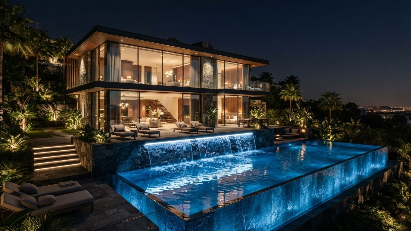 Modern Swimming Pool Concept 09 Swimming Pools futuristic concept visualisation modern home. Images and Photos created by www.house-and-garden-designs.com