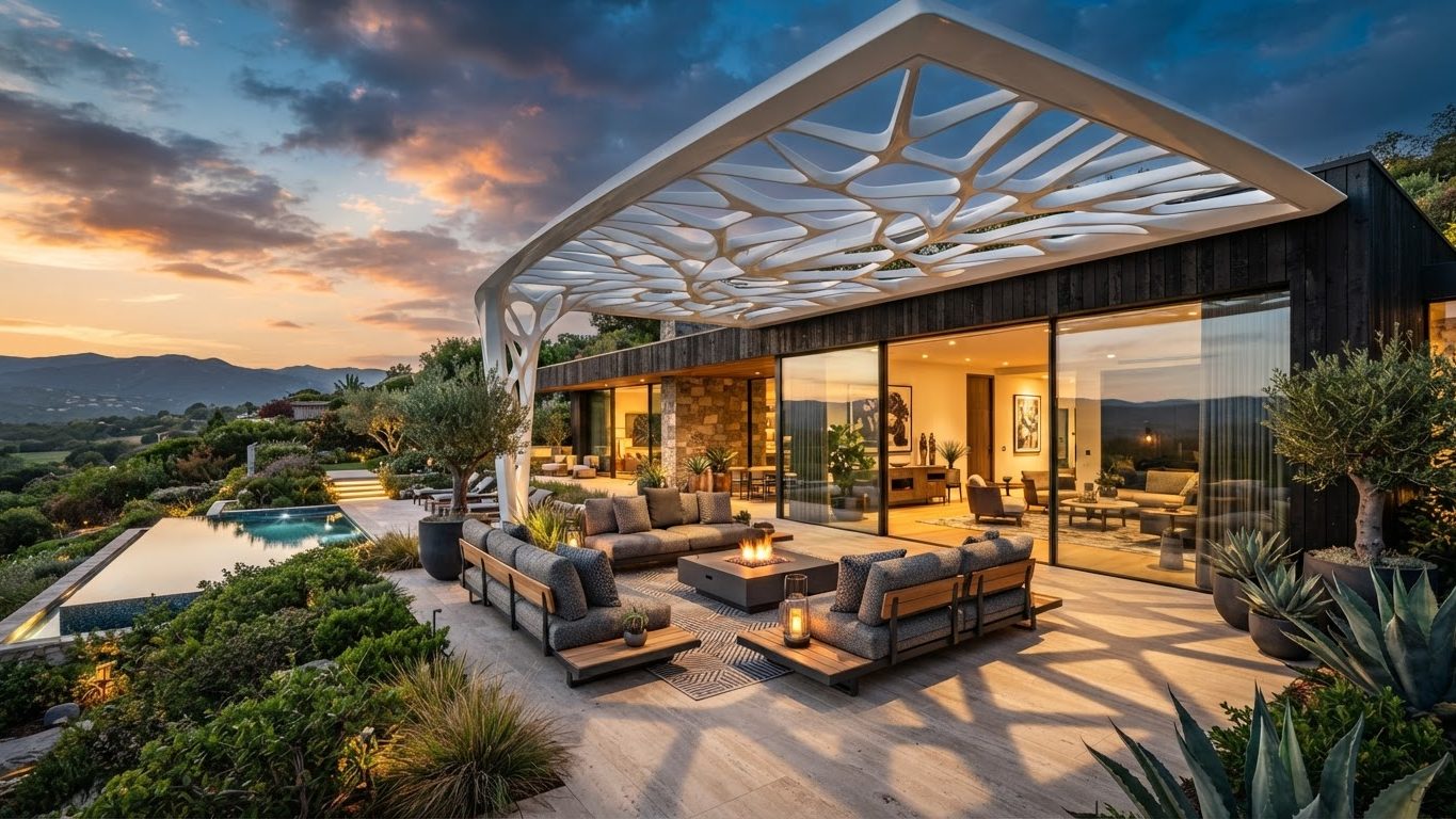 Pergola & Patio Concept 20 Pergolas & Patios futuristic concept visualisation modern. Images and Photos created by www.house-and-garden-designs.com