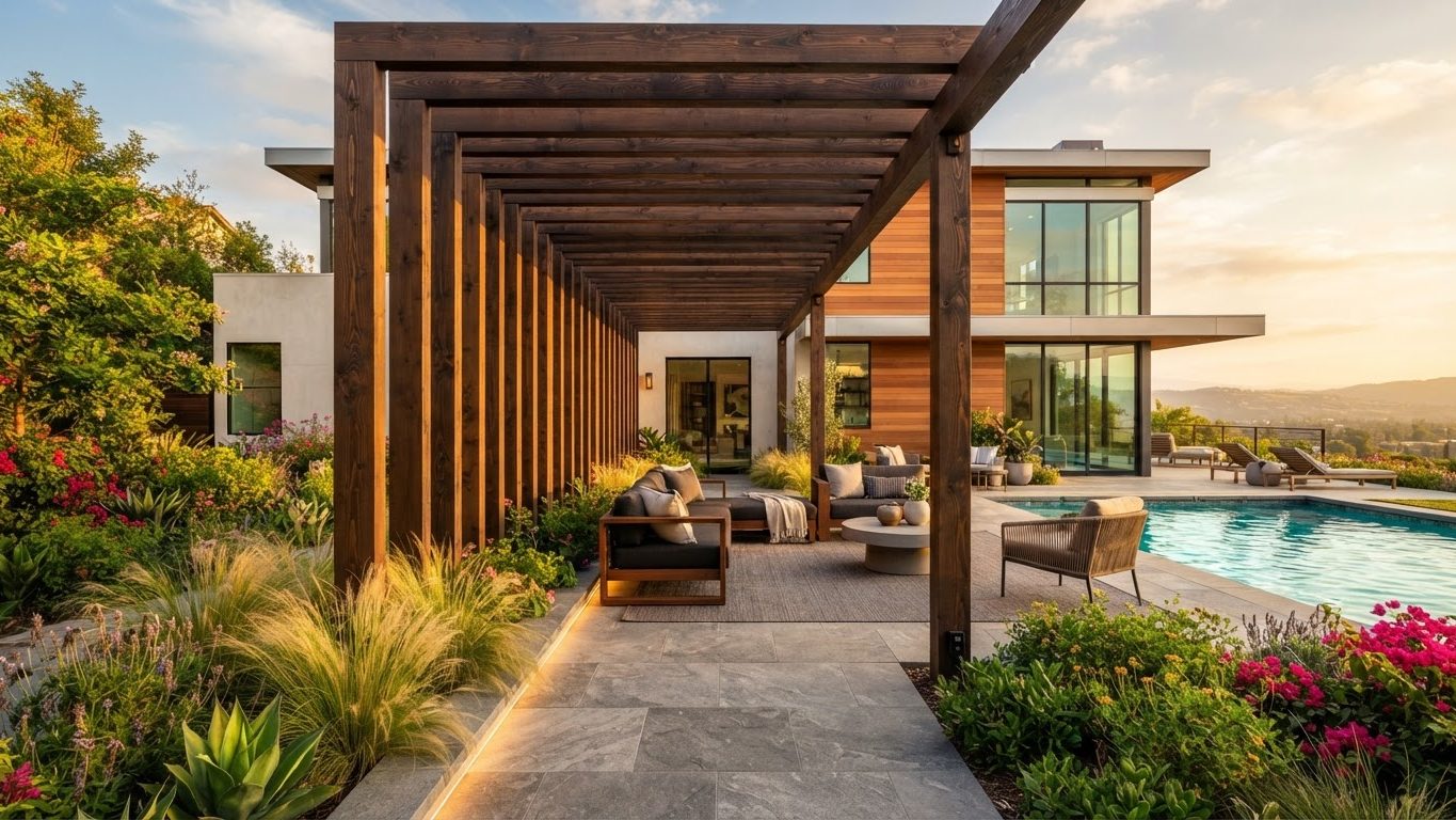 Pergola & Patio Concept 14 Pergolas & Patios futuristic concept visualisation modern. Images and Photos created by www.house-and-garden-designs.com