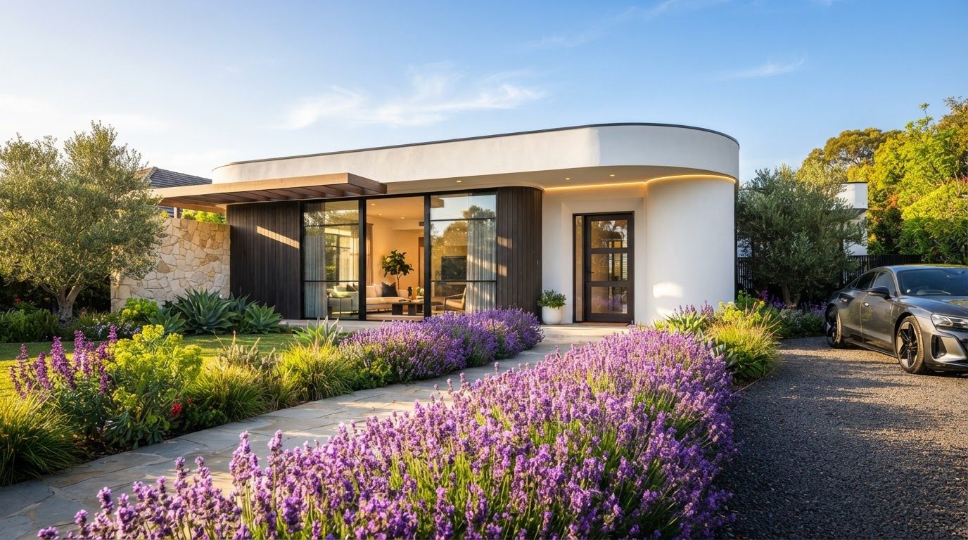 Futuristic Front Yard Concept 36 Front Yard futuristic concept visualisation modern home. Images and Photos created by www.house-and-garden-designs.com