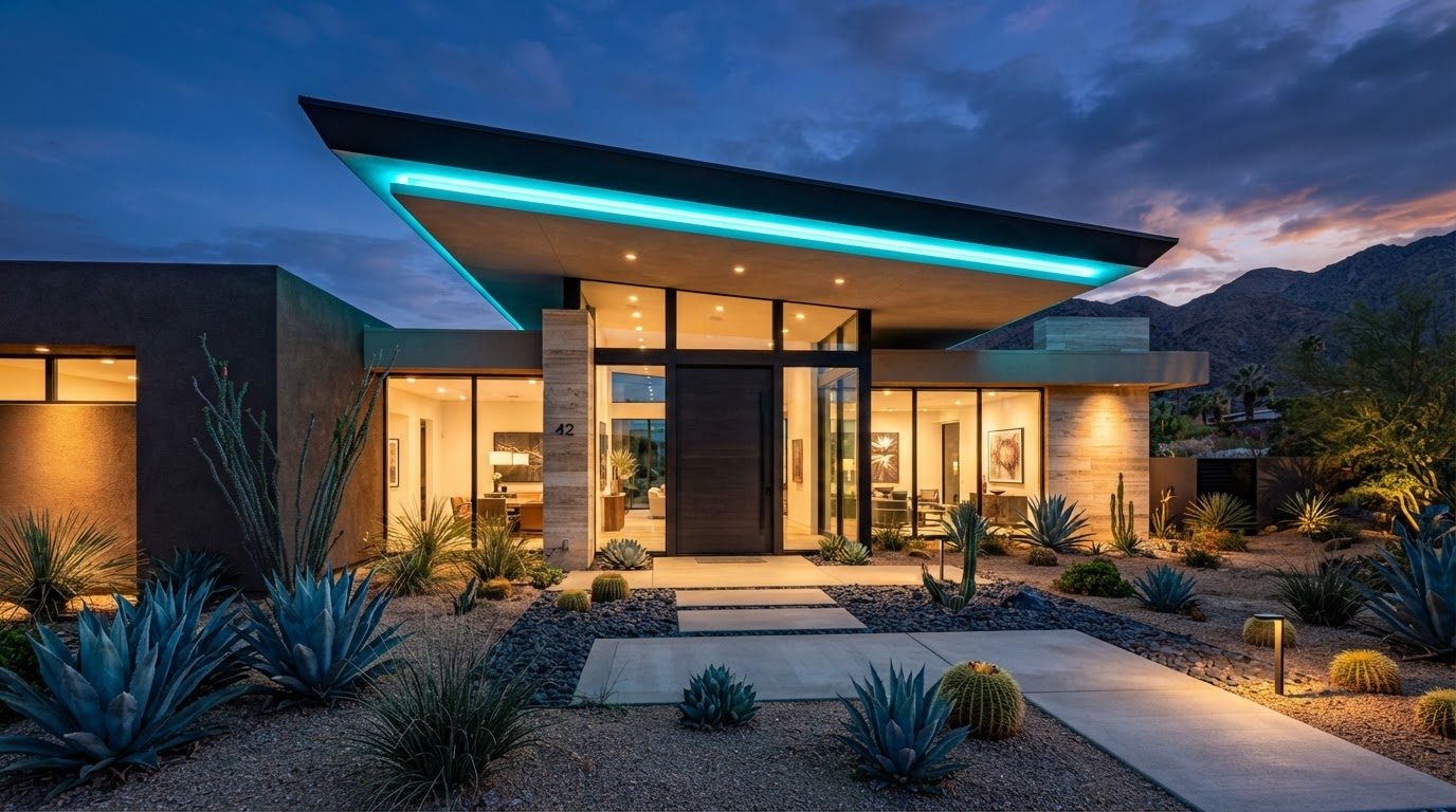 Futuristic Front Yard Concept 05 Front Yard futuristic concept visualisation modern home. Images and Photos created by www.house-and-garden-designs.com