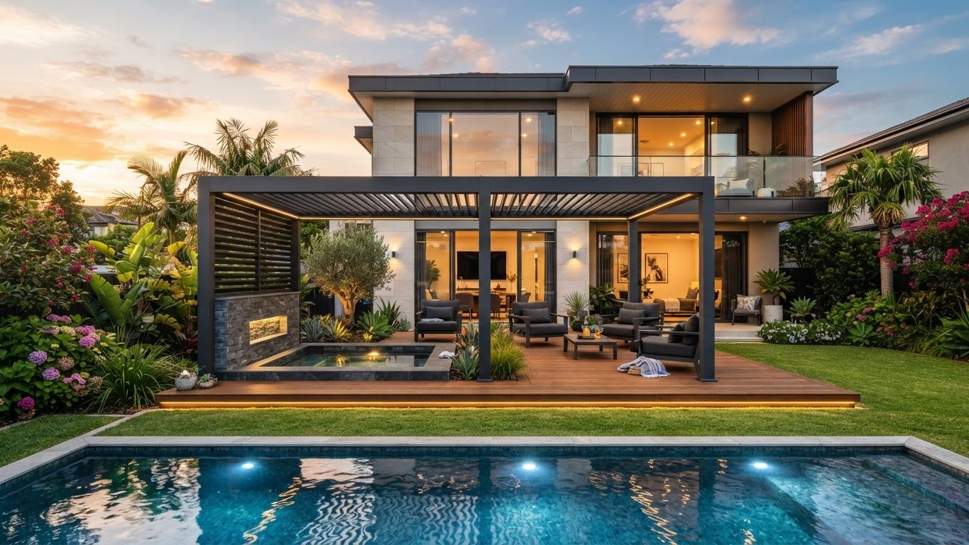 Pergola & Patio Concept 09 Pergolas & Patios futuristic concept visualisation modern. Images and Photos created by www.house-and-garden-designs.com