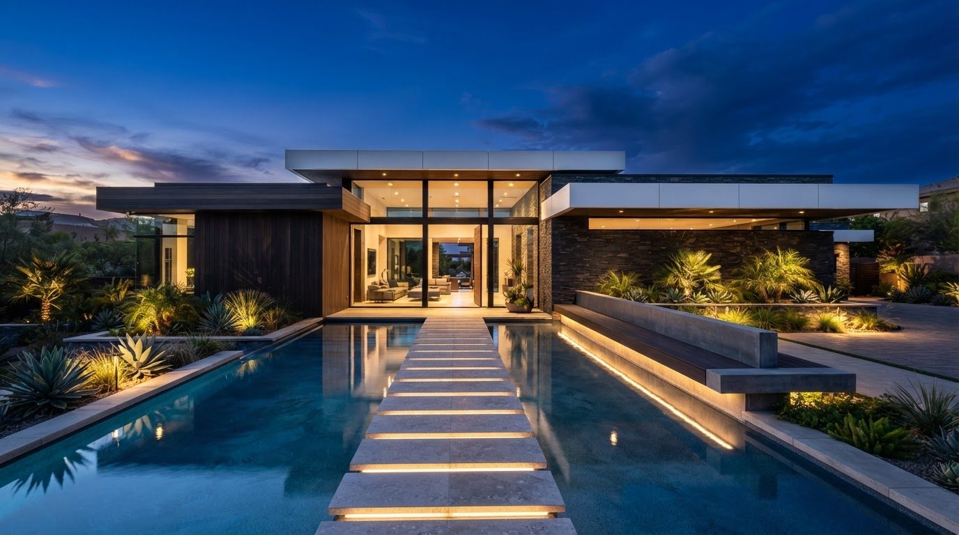 Futuristic Front Yard Concept 11 Front Yard futuristic concept visualisation modern home. Images and Photos created by www.house-and-garden-designs.com