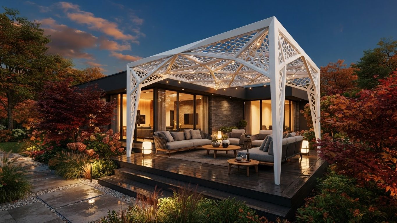 Pergola & Patio Concept 40 Pergolas & Patios futuristic concept visualisation modern. Images and Photos created by www.house-and-garden-designs.com