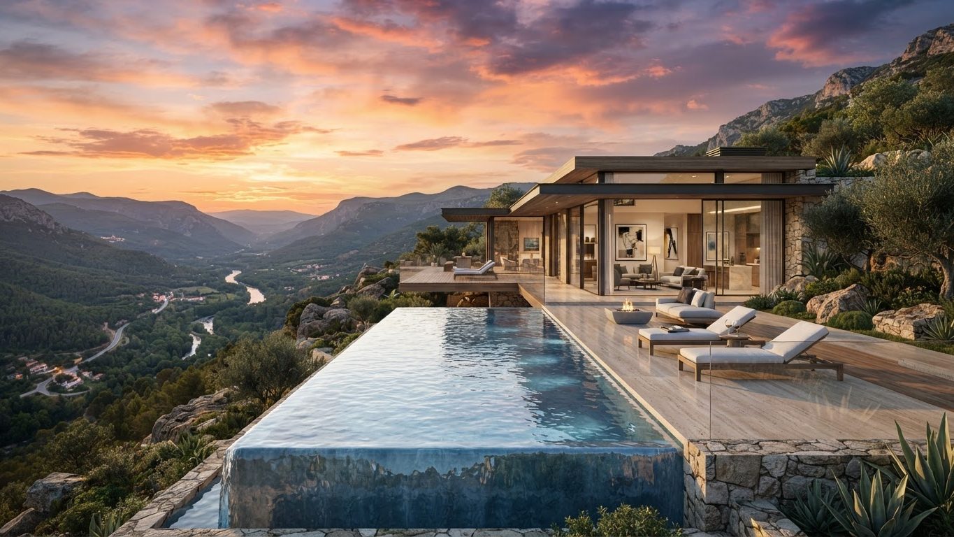 Modern Swimming Pool Concept 05 Swimming Pools futuristic concept visualisation modern home. Images and Photos created by www.house-and-garden-designs.com