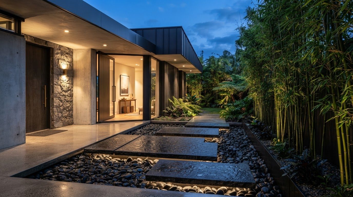 Futuristic Front Yard Concept 15 Front Yard futuristic concept visualisation modern home. Images and Photos created by www.house-and-garden-designs.com