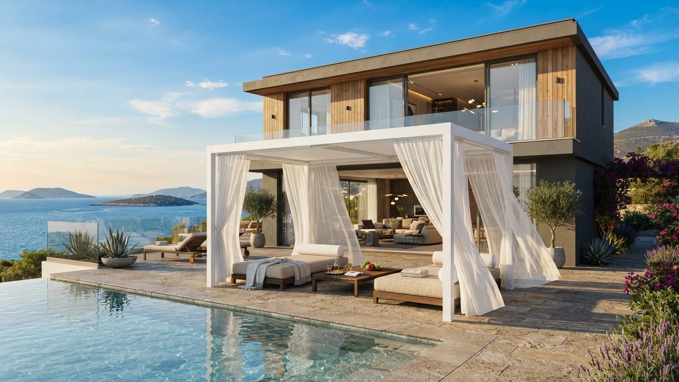 Pergola & Patio Concept 04 Pergolas & Patios futuristic concept visualisation modern. Images and Photos created by www.house-and-garden-designs.com