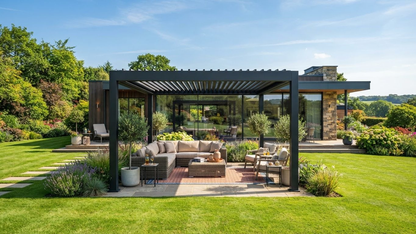 Pergola & Patio Concept 15 Pergolas & Patios futuristic concept visualisation modern. Images and Photos created by www.house-and-garden-designs.com