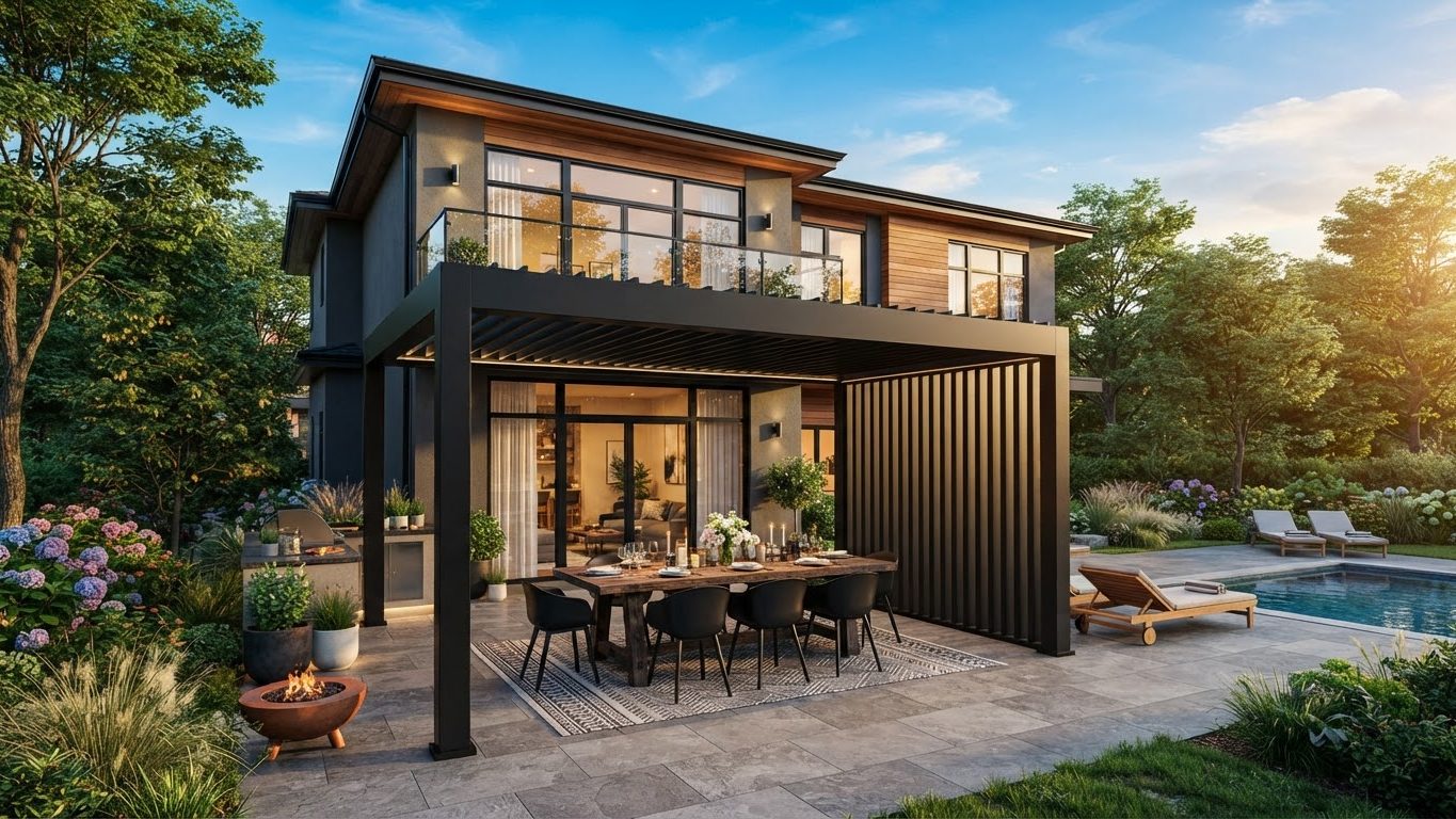Pergola & Patio Concept 18 Pergolas & Patios futuristic concept visualisation modern. Images and Photos created by www.house-and-garden-designs.com