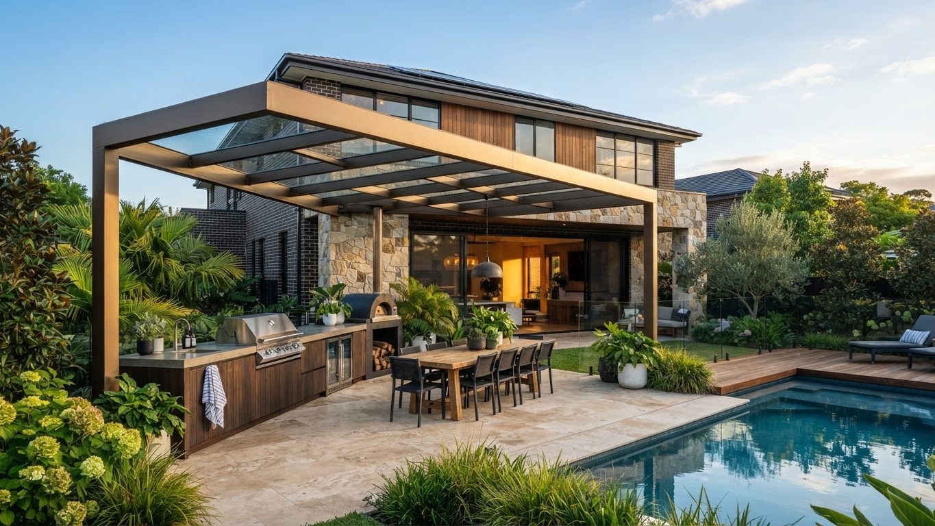 Pergola & Patio Concept 13 Pergolas & Patios futuristic concept visualisation modern. Images and Photos created by www.house-and-garden-designs.com
