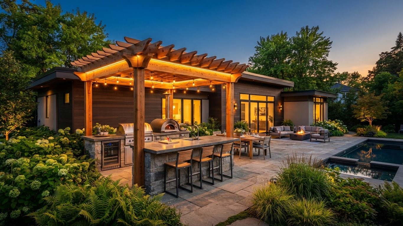 Pergola & Patio Concept 25 Pergolas & Patios futuristic concept visualisation modern. Images and Photos created by www.house-and-garden-designs.com