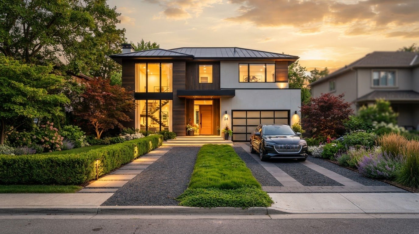 Futuristic Front Yard Concept 14 Front Yard futuristic concept visualisation modern home. Images and Photos created by www.house-and-garden-designs.com