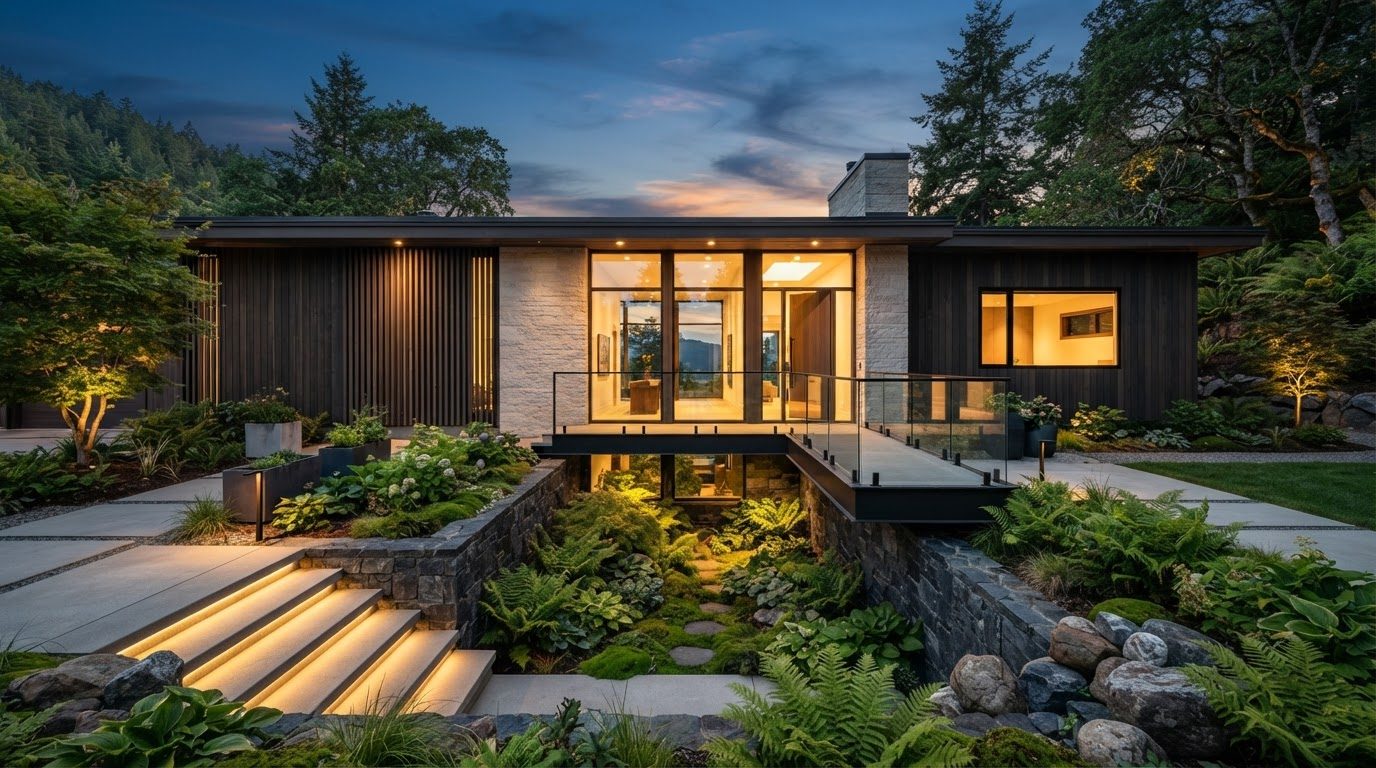 Futuristic Front Yard Concept 17 Front Yard futuristic concept visualisation modern home. Images and Photos created by www.house-and-garden-designs.com