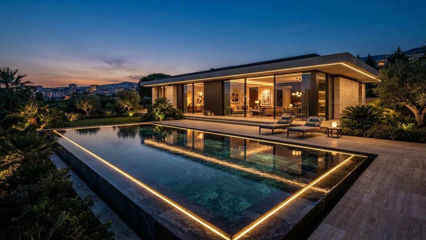 Modern Swimming Pool Concept 01 Swimming Pools futuristic concept visualisation modern home. Images and Photos created by www.house-and-garden-designs.com