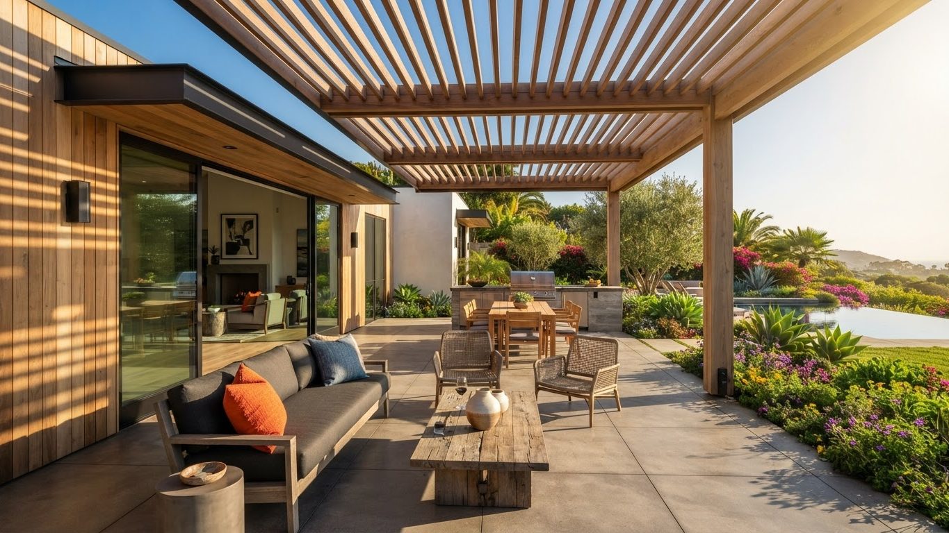 Pergola & Patio Concept 12 Pergolas & Patios futuristic concept visualisation modern. Images and Photos created by www.house-and-garden-designs.com