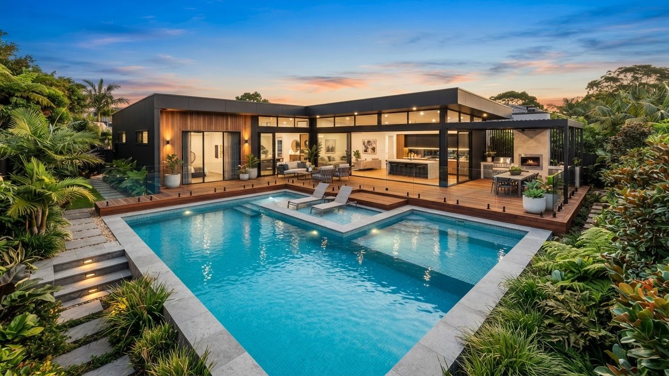 Modern Swimming Pool Concept 07 Swimming Pools futuristic concept visualisation modern home. Images and Photos created by www.house-and-garden-designs.com