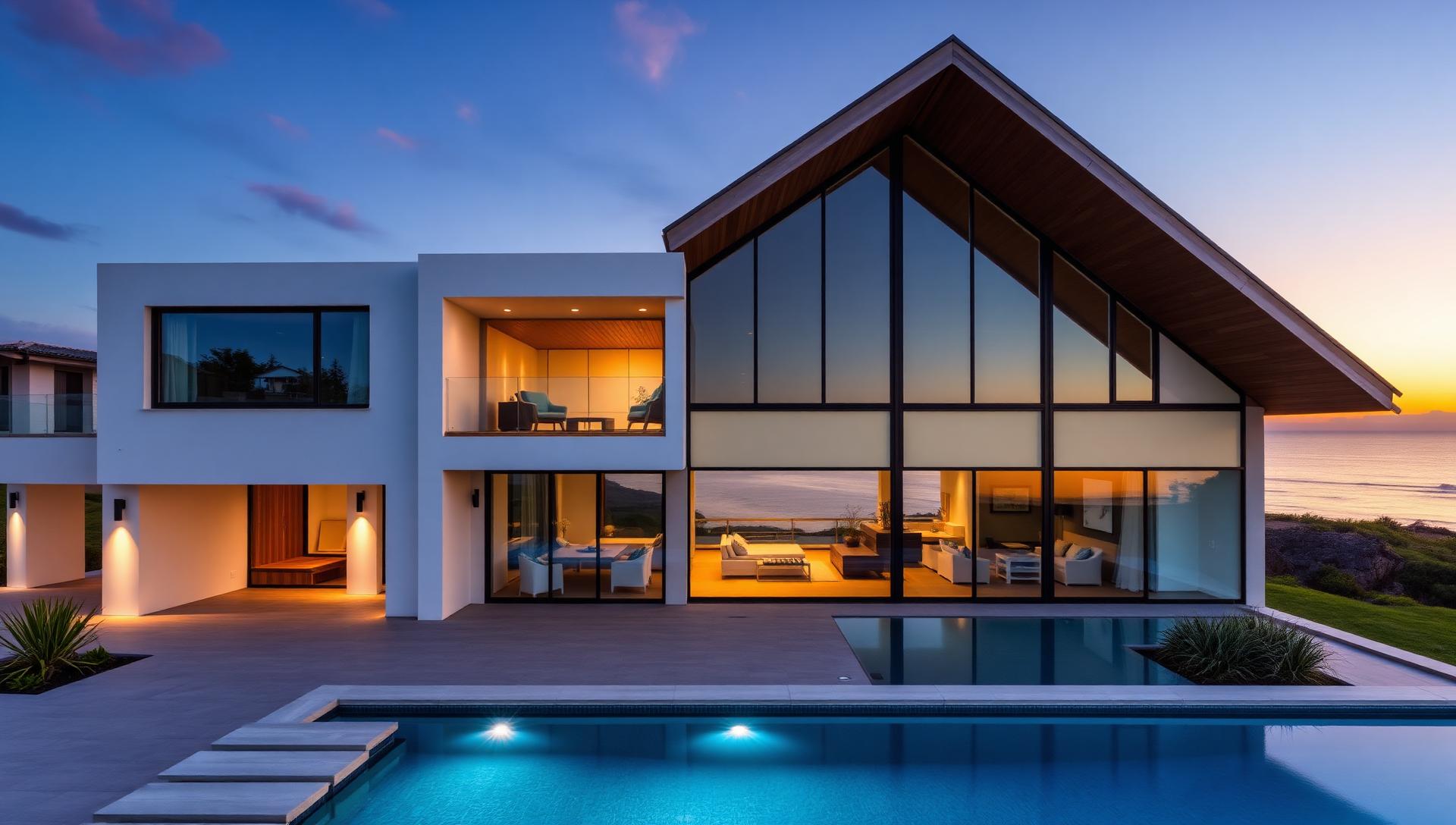 Modern Beach House Designs and Coastal Gardens feature article Pale timber terraces, low profile furniture framing the horizon, salt and. Images and Photos created by www.house-and-garden-designs.com