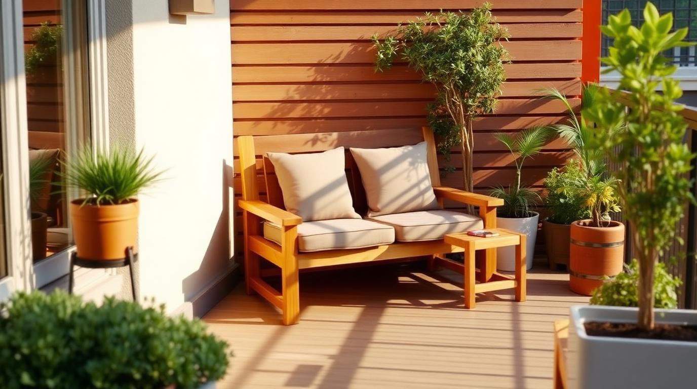 Two Seat Loveseat & Side Tables outdoor furniture Formal lounge seating The right answer for balconies, courtyards and narrow side. Images and Photos created by www.house-and-garden-designs.com