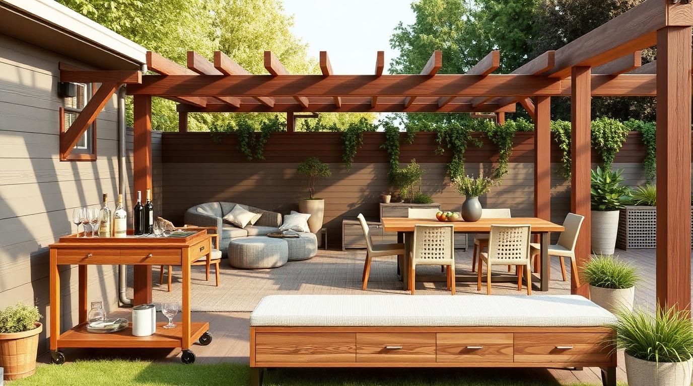 Bar Cart, Buffet & Storage Bench outdoor furniture Outdoor dining The support pieces nobody plans for and everybody needs. A. Images and Photos created by www.house-and-garden-designs.com