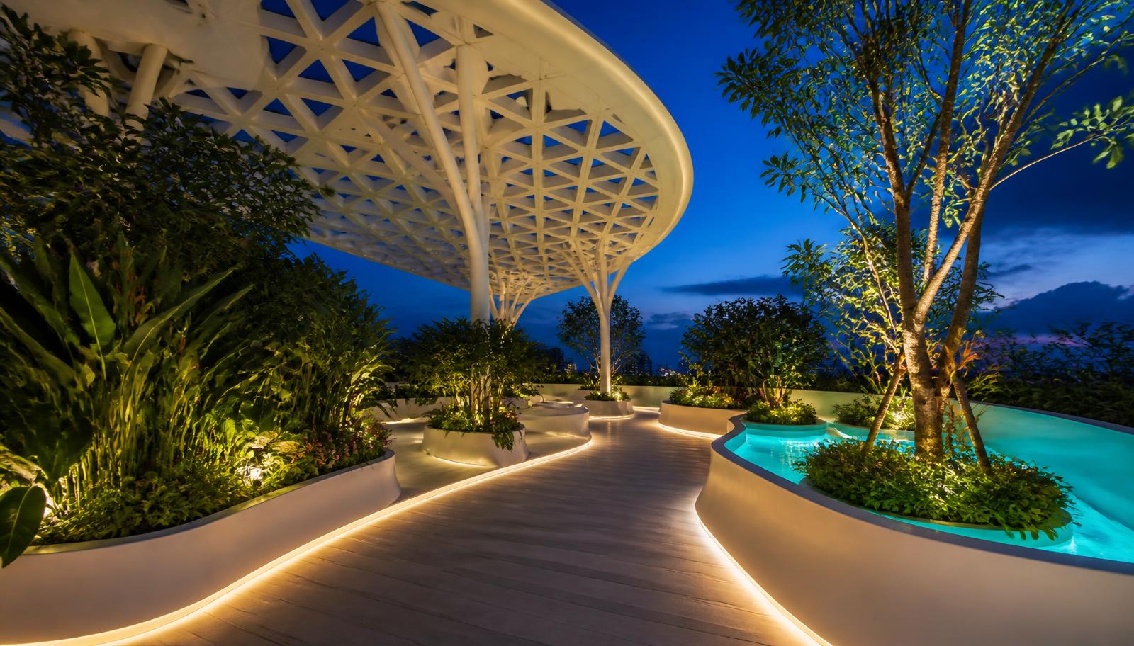 28 Future Garden Concepts that Wow Audiences feature article Twenty eight large format future garden concepts, including ten night-time transformations. Images and Photos created by www.house-and-garden-designs.com