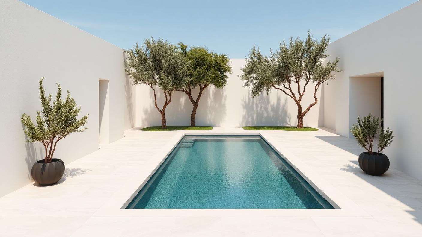 Minimalist Reflection Pool swimming pool design Architectural A still, dark, perfectly rectangular pool used as much for reflection as for. Images and Photos created by www.house-and-garden-designs.com